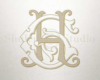 Custom Vintage Monogram - GH HG - Vintage Monogram - Digital