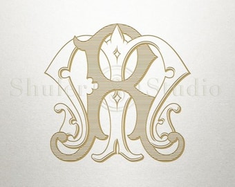 Interlocking Monogram Design - MR RM - Monogram Design - Vintage