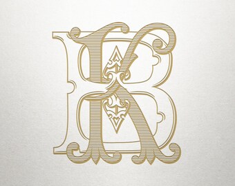 Ornate Monogram Design - BK KB - Ornate Monogram - Antique