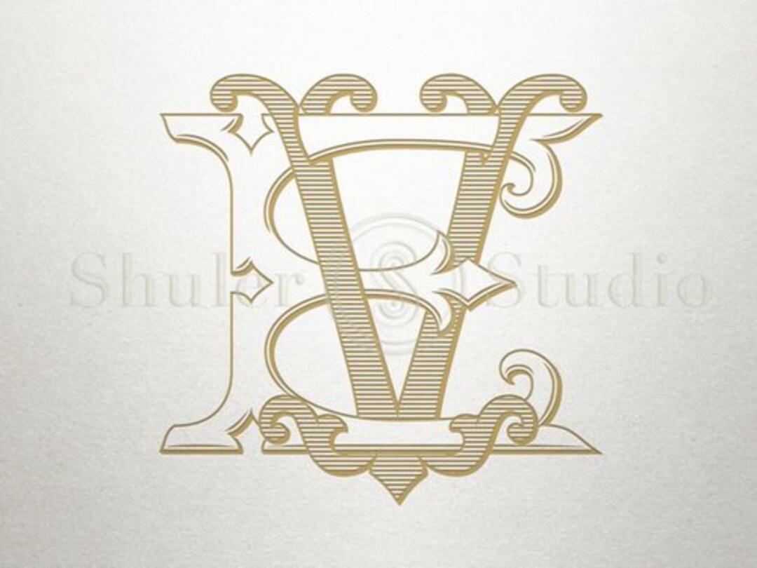 Interlocking Wedding Monogram - EV VE - Wedding Monogram - Vintage - Etsy