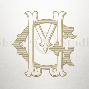 Digital Wedding Monogram - GM MG - Wedding Monogram - Vintage