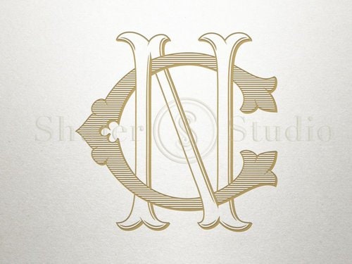 Custom Vintage Initials - CN NC - Vintage Initials - Digital