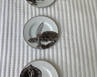 Vintage Z Gallerie Sea Life Turtle Stingray Octopus Salad Plates Wall Hanging Art