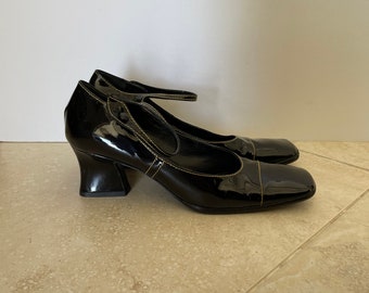 Vintage Y2K Prada Black Patent Leather Mary Jane Heels - Etsy