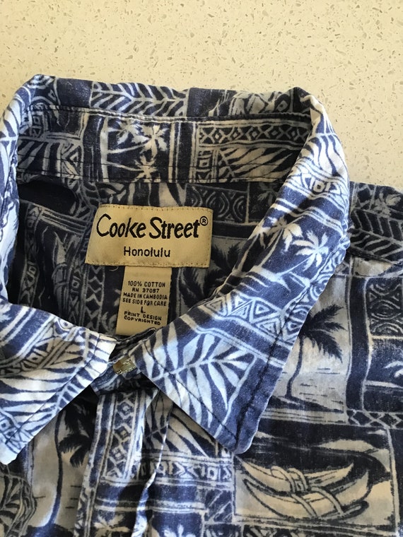 Hawaiian Shirt Blue Vintage Cooke Street Size M - Etsy