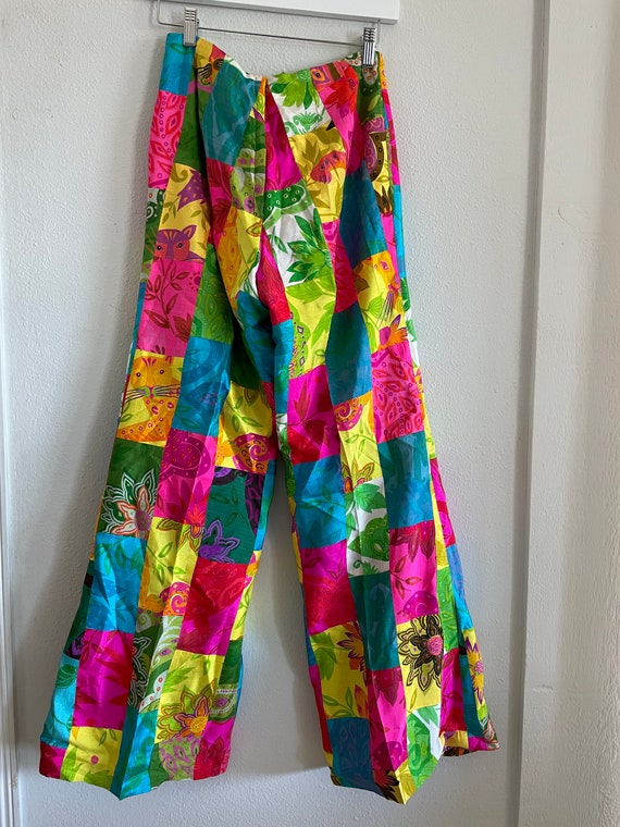 Vintage Calypso Raw Silk Patchwork Pants 1970s - image 5