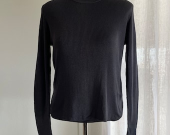 Suéter ligero de seda acanalada con cuello redondo y manga larga de Prada vintage Y2K