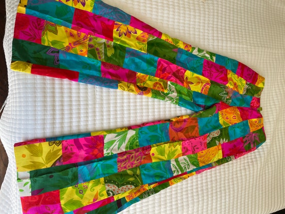 Vintage Calypso Raw Silk Patchwork Pants 1970s - image 2