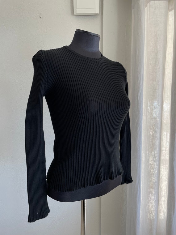 Vintage Prada Miu Miu Crewneck Ribbed Sweater-Blac