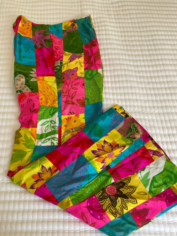 Vintage Calypso Raw Silk Patchwork Pants 1970s - image 4