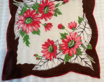 Vintage Floral Handkerchief and crocheted edge SET OF 2
