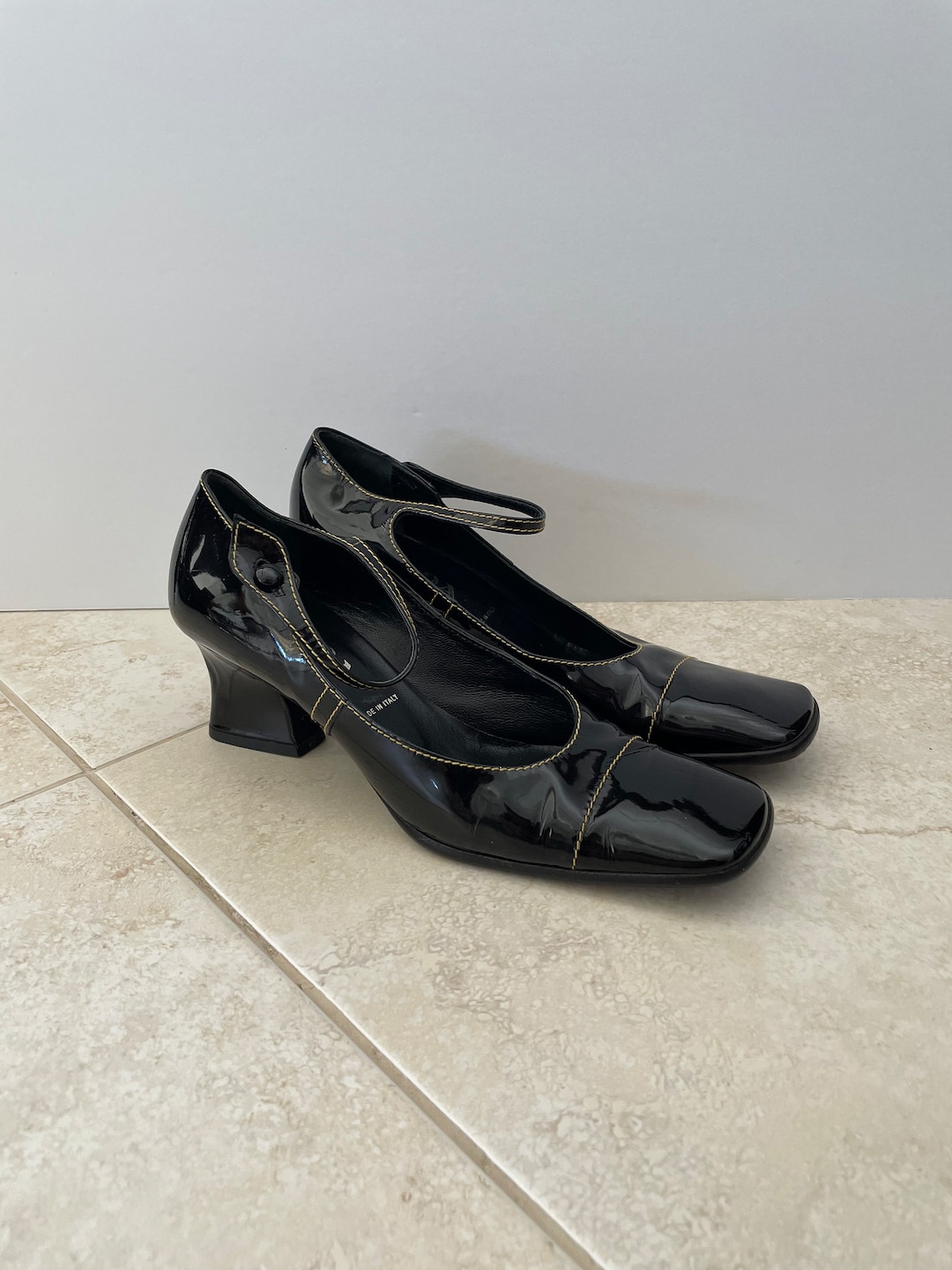Vintage Y2K Prada Black Patent Leather Mary Jane Heels - Etsy Vintage Y2K Prada Black Patent Leather Mary Jane Heels - Etsy