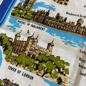 Vintage River Thames Irish Linen Tea Towel Ulster No. 5376