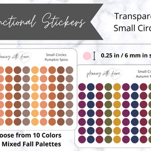 SMALL CIRCLES Transparent | Functional Dot Planner Stickers | Fall & Autumn Colors | Minimal Planning, Hobonichi Cousin, Bullet Journal