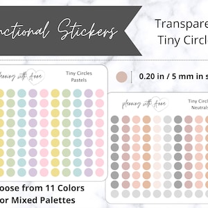 TINY CIRCLES Transparent Stickers | Functional Dot Planner Sticker | Neutrals & Pastels | Minimal Planning, Hobonichi Cousin, Bullet Journal