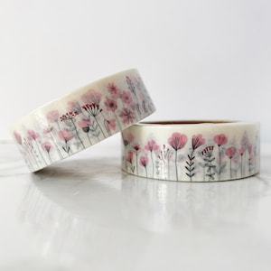 Pink Flowers Washi Tape 15mm x 10meters | Masking Tape, Decorative Tape | Floral Washi, Pink Washi, Spring Washi | Planners, Bullet Journal