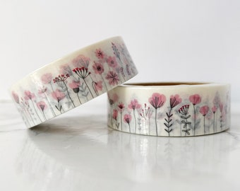 Pink Flowers Washi Tape 15mm x 10meters | Masking Tape, Decorative Tape | Floral Washi, Pink Washi, Spring Washi | Planners, Bullet Journal