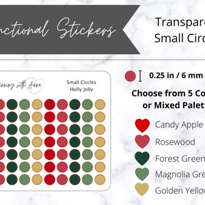 Christmas SMALL CIRCLES Transparent | Functional Dot Planner Stickers | Minimal Planning, Hobonichi Cousin, Bullet Journal