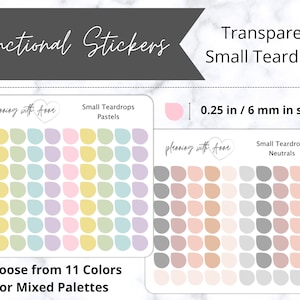 SMALL TEARDROPS Transparent Stickers | Functional Planner Sticker | Neutrals & Pastels | Minimal Planning, Hobonichi Cousin, Bullet Journal
