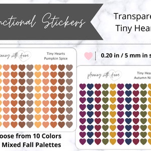 TINY HEARTS Transparent Stickers | Functional Dot Planner Sticker | Autumn & Fall Color | Minimal Planning, Hobonichi Cousin, Bullet Journal