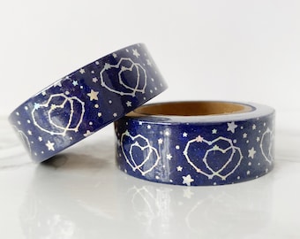 Heart Constellation HOLO FOILED Washi Tape 15mm x 10meters | Masking Tape, Decorative Tape | Galaxy Washi, Star Washi | Planners, Hobonichi