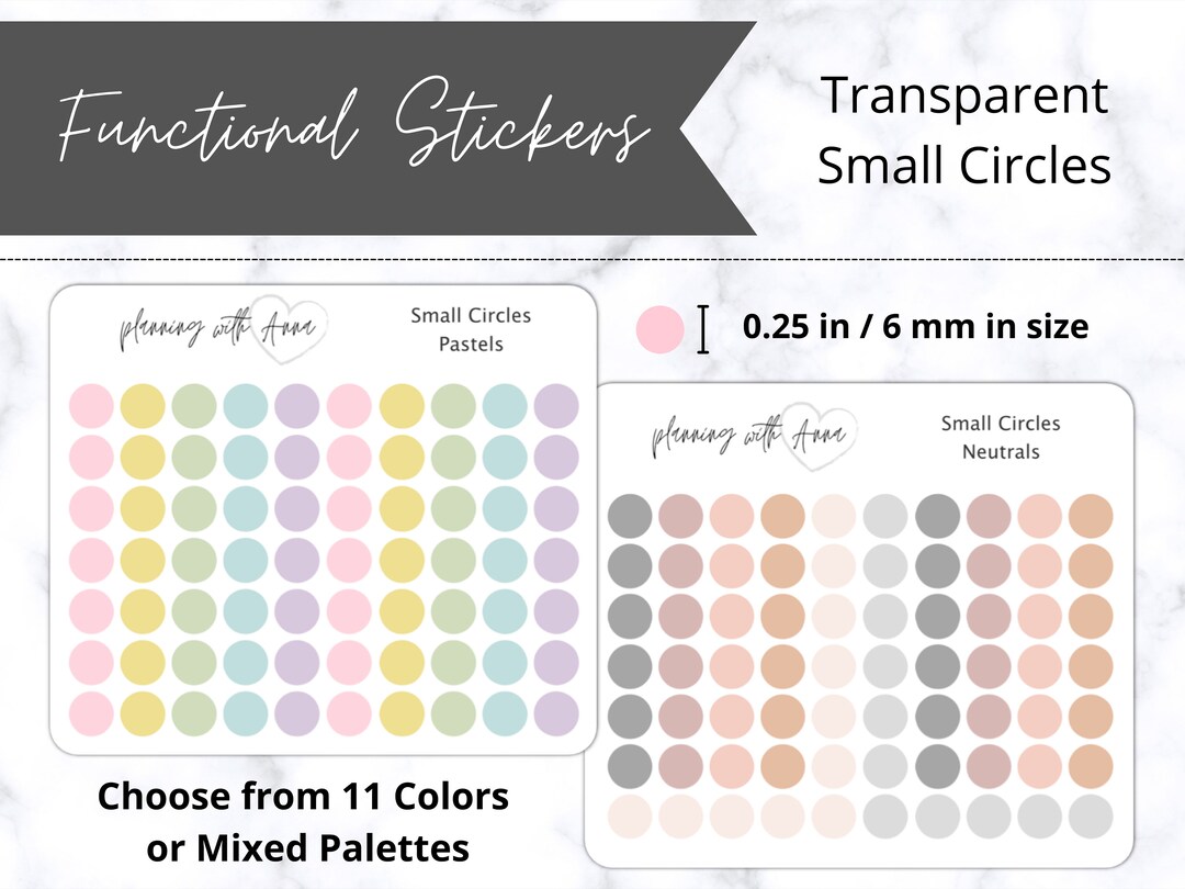 SMALL CIRCLES Transparent | Functional Dot Planner Stickers | Neutrals ...