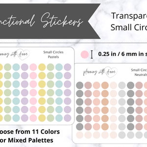 SMALL CIRCLES Transparent | Functional Dot Planner Stickers | Neutrals & Pastels | Minimal Planning, Hobonichi Cousin, Bullet Journal