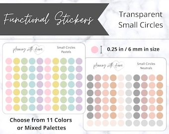 SMALL CIRCLES Transparent | Functional Dot Planner Stickers | Neutrals & Pastels | Minimal Planning, Hobonichi Cousin, Bullet Journal