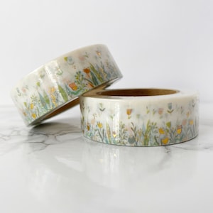 Spring Fields GOLDFOLIE Washi Tape 15mm x 10meter | Masking Tape, Klebeband | Blumen Washi, Frühling Washi Tape, Blumen Washi