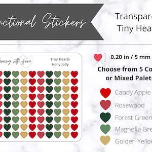 Christmas TINY HEARTS Transparent Stickers | Functional Dot Planner Sticker | Minimal Planning, Hobonichi Cousin, Bullet Journal