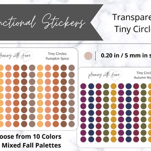 TINY CIRCLES Transparent Stickers | Functional Dot Planner Sticker | Fall & Autumn | Minimal Planning, Hobonichi Cousin, Bullet Journal