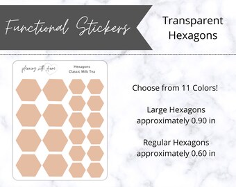 HEXAGONS Transparent Stickers | Functional Planner Sticker | Neutrals & Pastels | Minimal Planning, Hobonichi Cousin, Bullet Journal