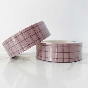 Mauve Grid Washi Tape 15mm x 10meters | Masking Tape, Decorative Tape | Planners, Hobonichi, Bullet Journaling | Neutral Washi, Purple/Pink