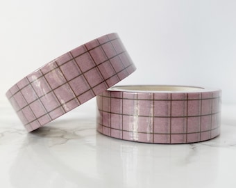 Mauve Grid Washi Tape 15mm x 10meters | Masking Tape, Decorative Tape | Planners, Hobonichi, Bullet Journaling | Neutral Washi, Purple/Pink