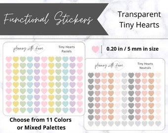 TINY HEARTS Transparent Stickers | Functional Dot Planner Stickers | Neutrals & Pastels | Minimal Planning, Hobonichi Cousin, Bullet Journal