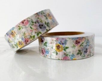 Floral Washi Tape 15mm x 10meters | Masking Tape, Decorative Tape | Bullet Journaling, Planners, Hobonichi | Spring Washi, Flower Washi