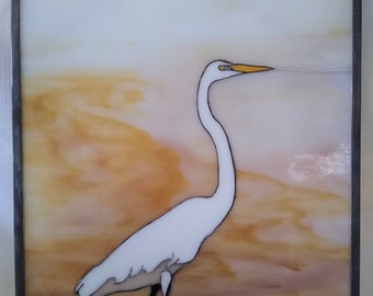 White Heron on Sandy Beach