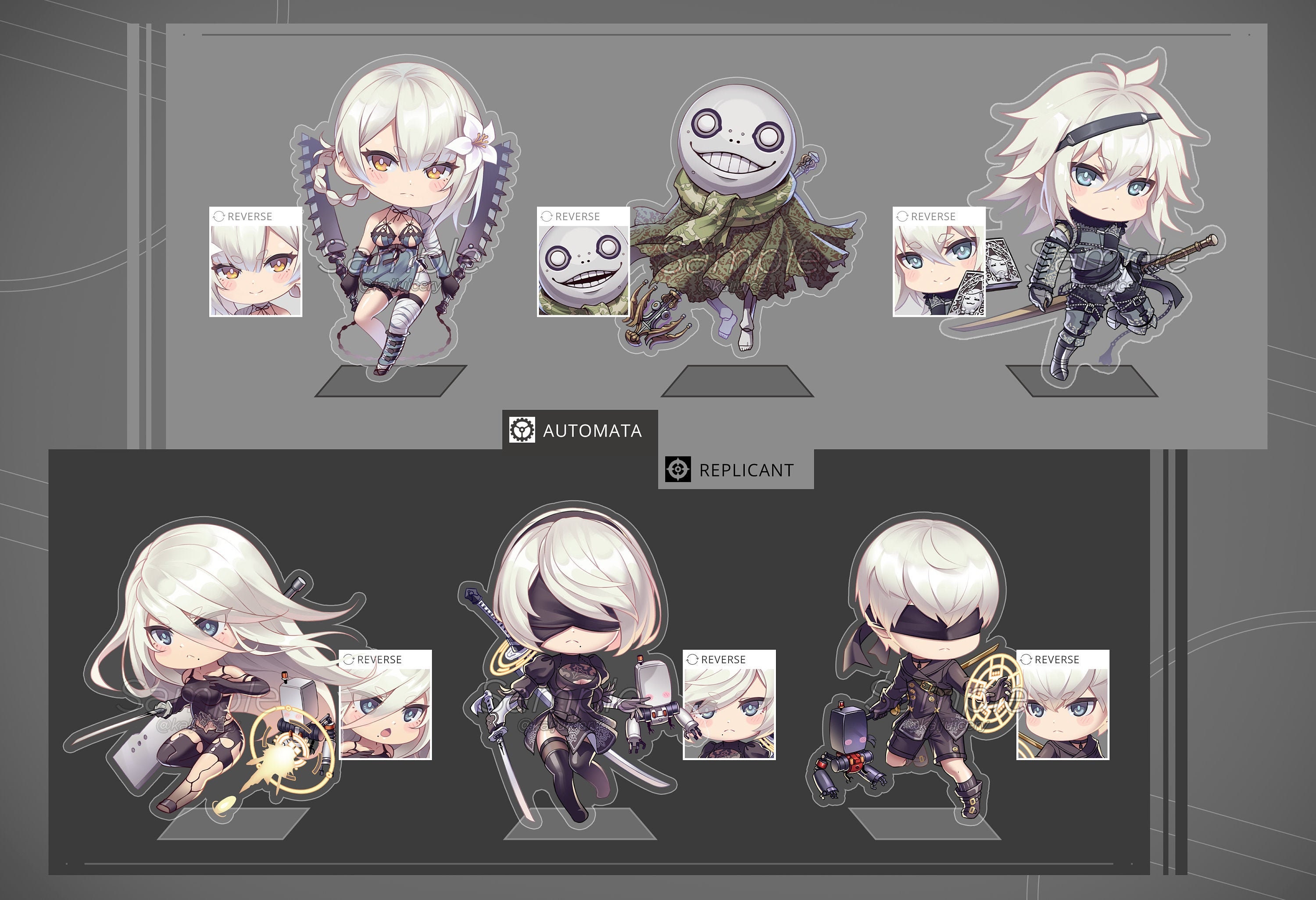NieR レプリカント＆オートマタ / 約2インチ 両面クリアアクリル