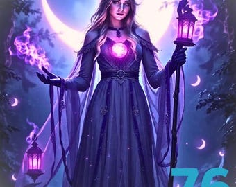 Spirit Companion, PURPLE FIRE WITCH, Guarded Strength, Protection, Guidance, Empowerment, Mediumship