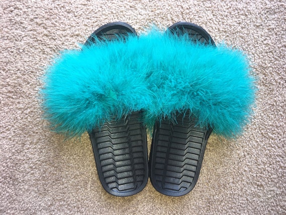 fur slide sandals