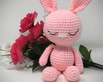 Sleepy Bunny, Cute Plush Bunny, Handmade Crochet Easter Bunny