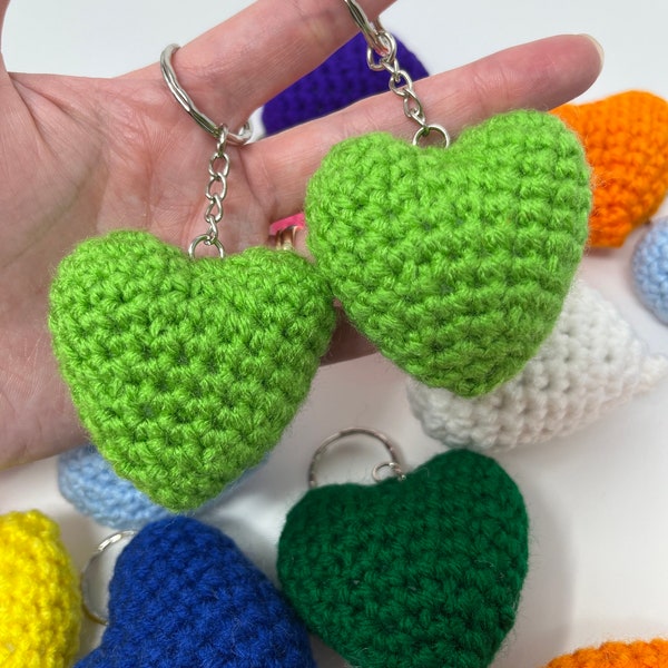 Mother’s Day Gift, Soft Heart Keychain, Crochet Plush Heart keychain, Handbag Charm, Pocket Heart Keychain