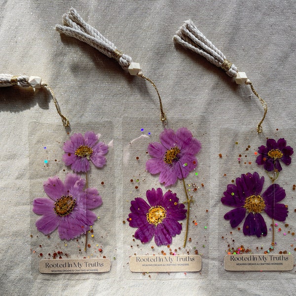 Pressed Cosmo Flowers Bookmarks