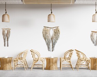Large Macramé Angel Wings Wall Hanging | “Lift My Spirits” | Boho Fiber Art on Driftwood | 26x39”