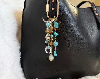 Deserted | Mixed Metal | Bohemian Chic Beaded Bag Charm with vintage inspired charms