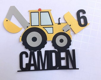 Excavator Birthday Cake Topper | Construction Birthday Party