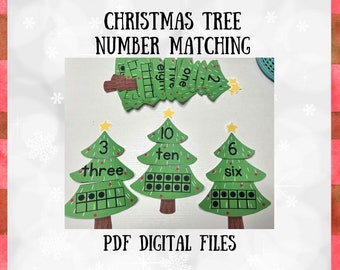 Christmas Tree Number Matching 1-10, Preschool Worksheets, PreK Learning