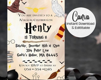 Magical Birthday Invitation, Printable Birthday Invitation, Digital Party Invite 5x7