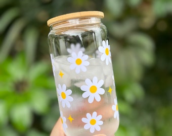 Spring Daisy Beer Can Glass