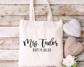 Mrs. Bride Canvas Tasche | Personalisierte Hochzeitsgeschenke | Verlobungsgeschenke